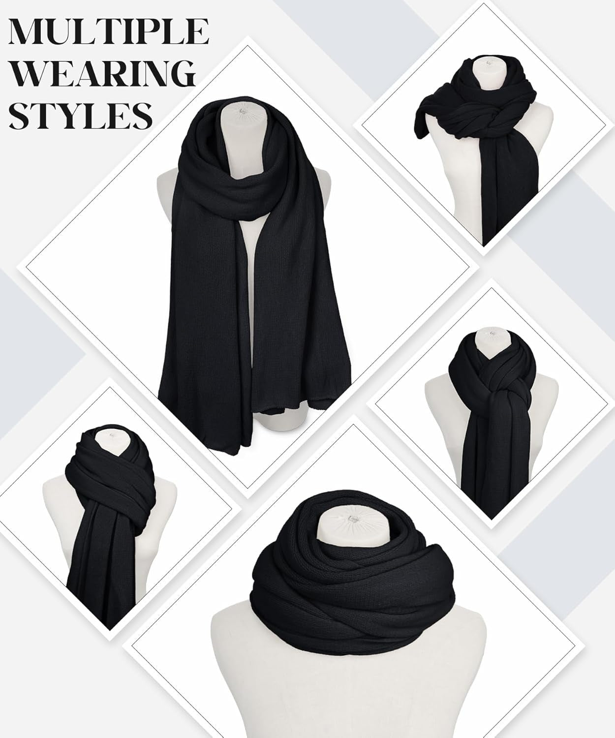 Womens Winter Scarf Long Soft Chunky Scarves Warm Blanket Oversized Shawl Wraps