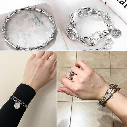 Complete bracelet bundle displaying all stackable pieces together