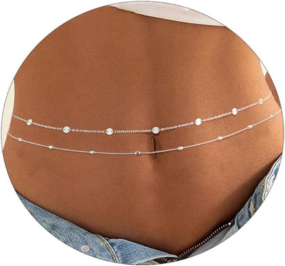Gold Waist Chain for Women Dainty 14K Gold Plated Layered Belly Chain Adjustable Bikini Belly Beads for the Waist Waterproof Beach Accessories Body Chain Jewelry for Gifts