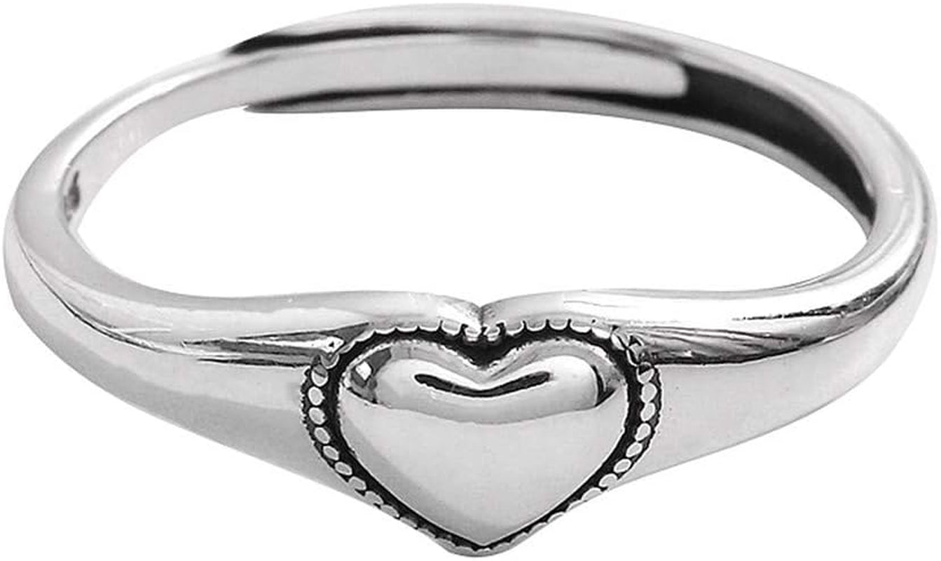 Vintage heart sterling silver ring for women polished finish