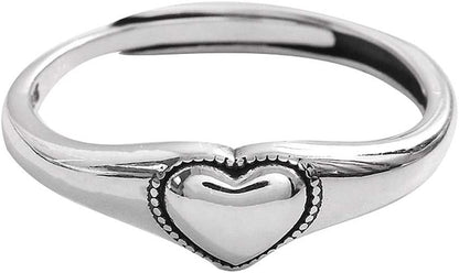Vintage heart sterling silver ring for women polished finish