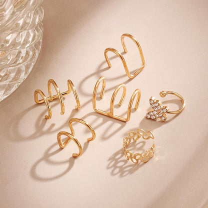 22Pcs Golden Ear Cuffs Earrings for Women Non Piercing Lightweight, Adjustable Hypoallergenic Fake Clip on Cartilage Butterfly Chain Twist Helix Leaf Wrap Earrings Set, Trendy Jewelry