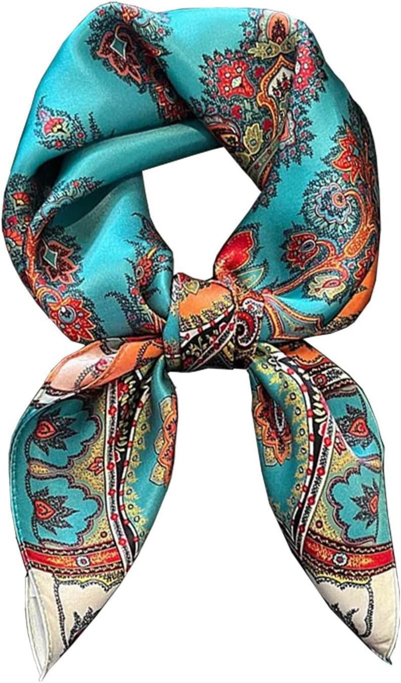 ANDANTINO 100% Mulberry Silk Square Scarf for Hair-25.6" X25.6'' Women Men Natural Silk Neckerchief Digital Printed Headscarf