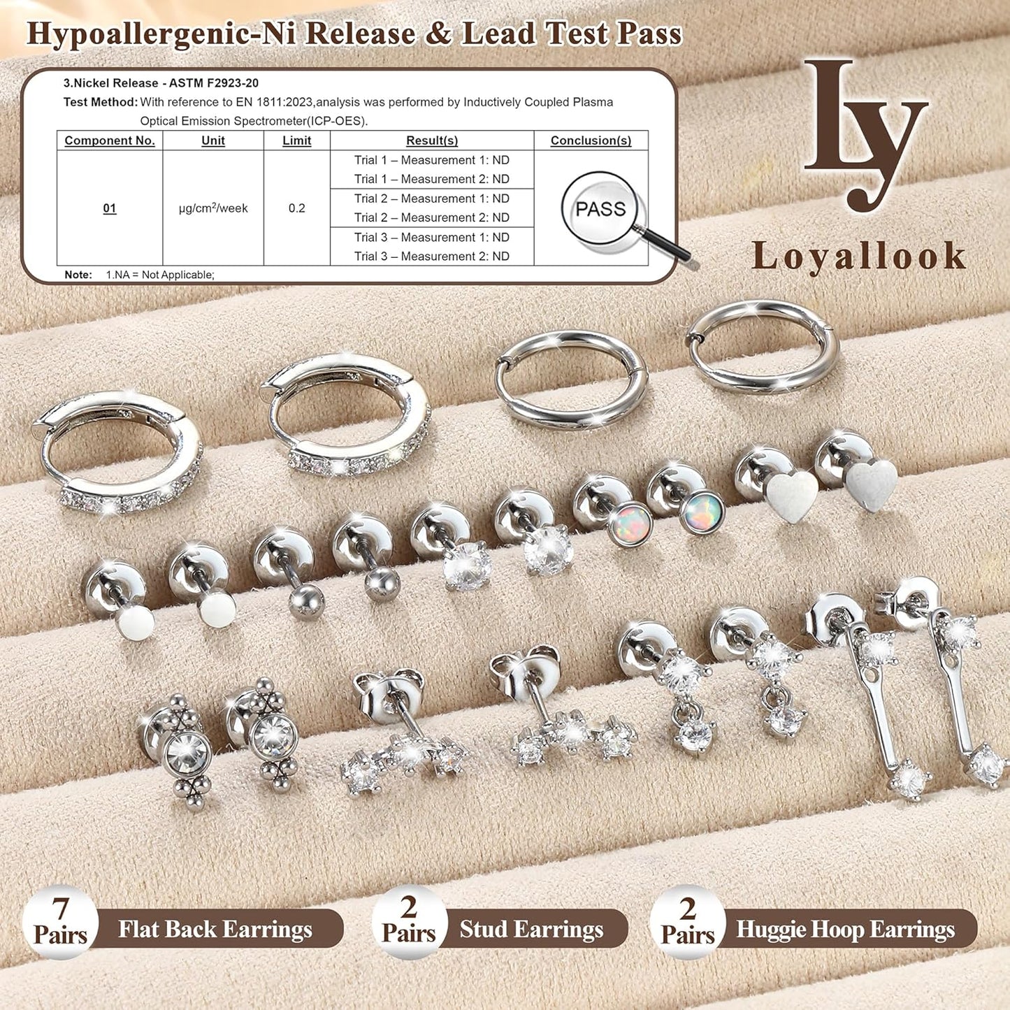 LOYALLOOK Hypoallergenic Flat Back Earrings for Women Trendy 20G Surgical Stainless Steel Earrings 14K Gold Plated Cartilage Earring Stacks Small Flatback Stud Earring Sets for Multiple Piercing