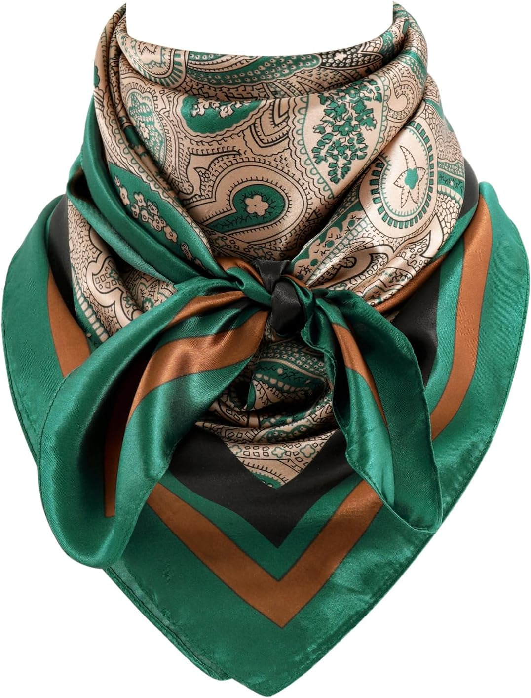 GERINLY 35 Inch Wild Rag Cowboy Scarves for Men, Large Rancher Neckerchief Silk Feel, Oversize Western Bandana