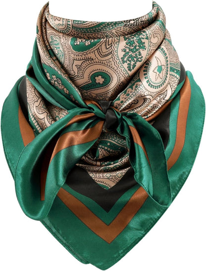 GERINLY 35 Inch Wild Rag Cowboy Scarves for Men, Large Rancher Neckerchief Silk Feel, Oversize Western Bandana