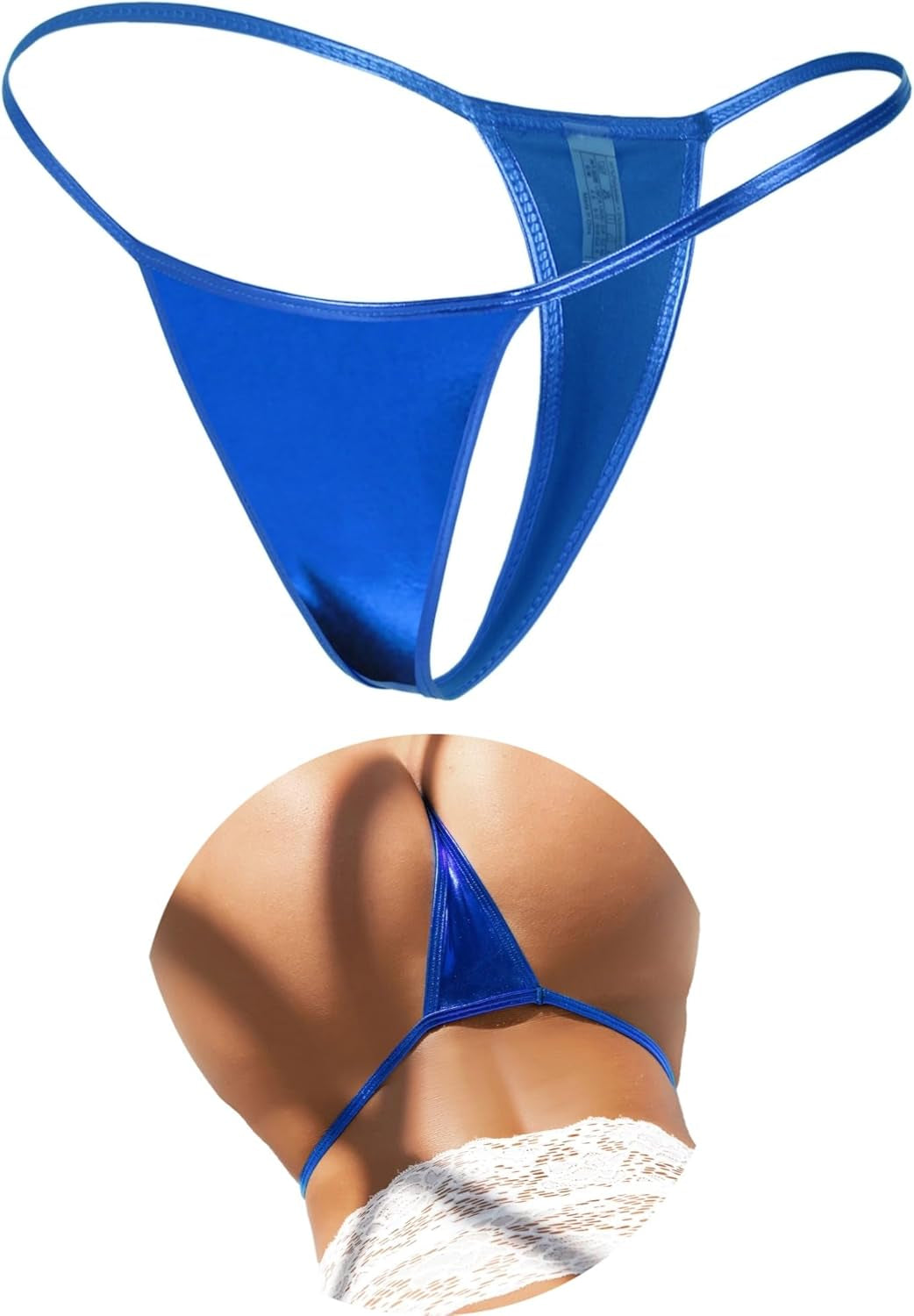 Ohyeah Sexy G-String Thongs Micro Thong Bikini Panties Metallic PU Leather Underpants for Women Low Rise Cheeky Underwear