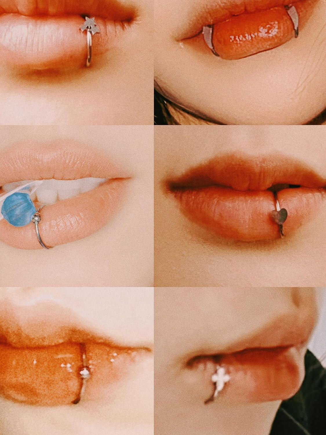 Fake Lip Piercing Faux Lip Ring Cuffs Clip on Faux Snake Bites Hoops Non Piercings Jewelry Vampire Teeth Fangs