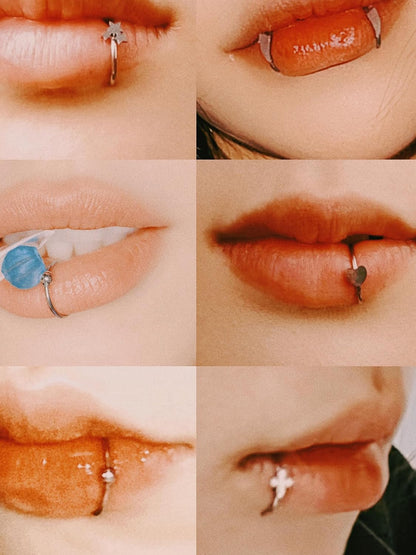 Fake Lip Piercing Faux Lip Ring Cuffs Clip on Faux Snake Bites Hoops Non Piercings Jewelry Vampire Teeth Fangs