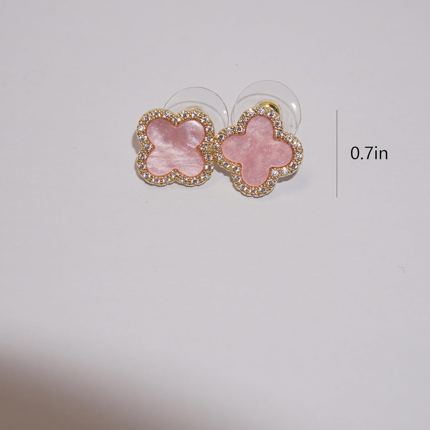 Four Leaf Clover Earrings Silver Needle Clover Earrings Full of Diamond Zircon Anti-Allergy Jewelry Earrings Large for Women or Girls……