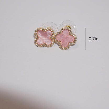 Four Leaf Clover Earrings Silver Needle Clover Earrings Full of Diamond Zircon Anti-Allergy Jewelry Earrings Large for Women or Girls……