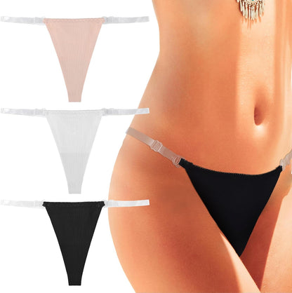 Yolev clear strap g-string thong with adjustable design