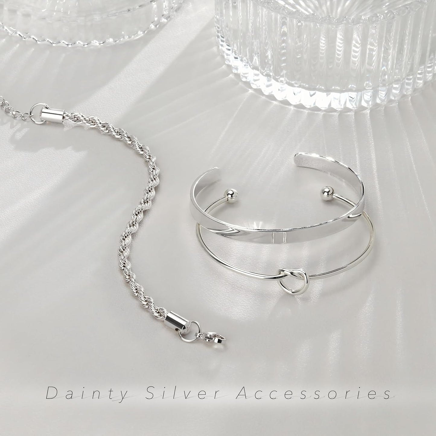 Trendy stackable cuff bangle bracelets in mixed metal finishes