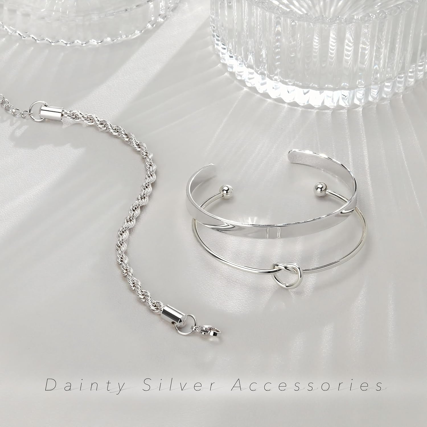 Trendy stackable cuff bangle bracelets in mixed metal finishes