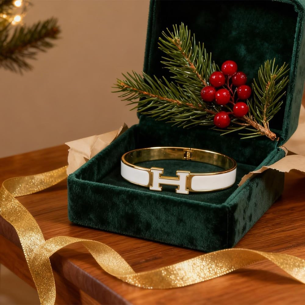 Elegant Two-Tone Cuff Bracelet, White and Rose Gold Plated Metal, Modern Geometric Design, Fashion Bangle Jewelry