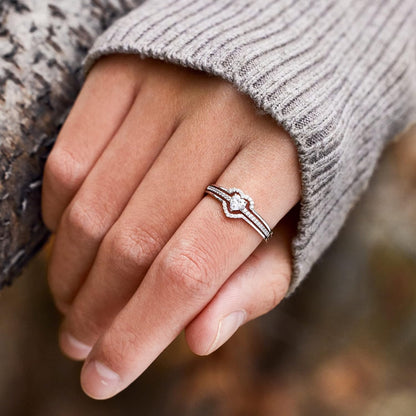 STORYJEWELLERY 925 Sterling Silver Rings for Women, Promise Rings for Her, Heart Purity Ring, Stacking Silver Pinky Ring for Women, Gifts for Her