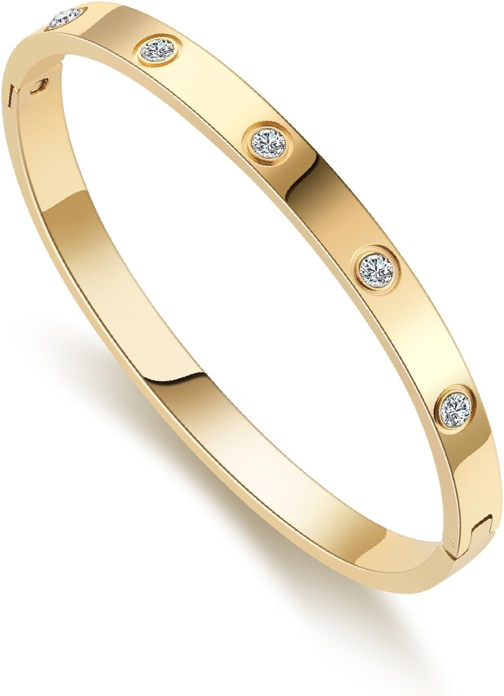 Sparkling friendship bracelet bangles in gold tone finish