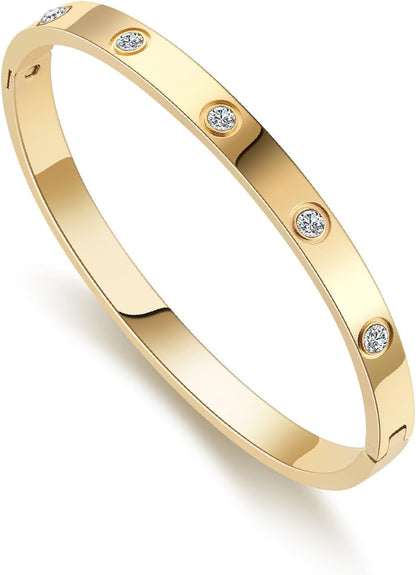 Sparkling friendship bracelet bangles in gold tone finish