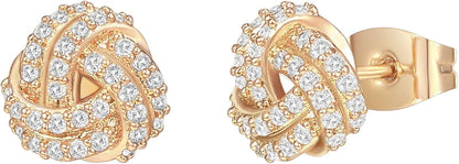 PAVOI 14K Gold Plated 925 Sterling Silver Post Love Knot Stud Earrings | Gold Earrings for Women