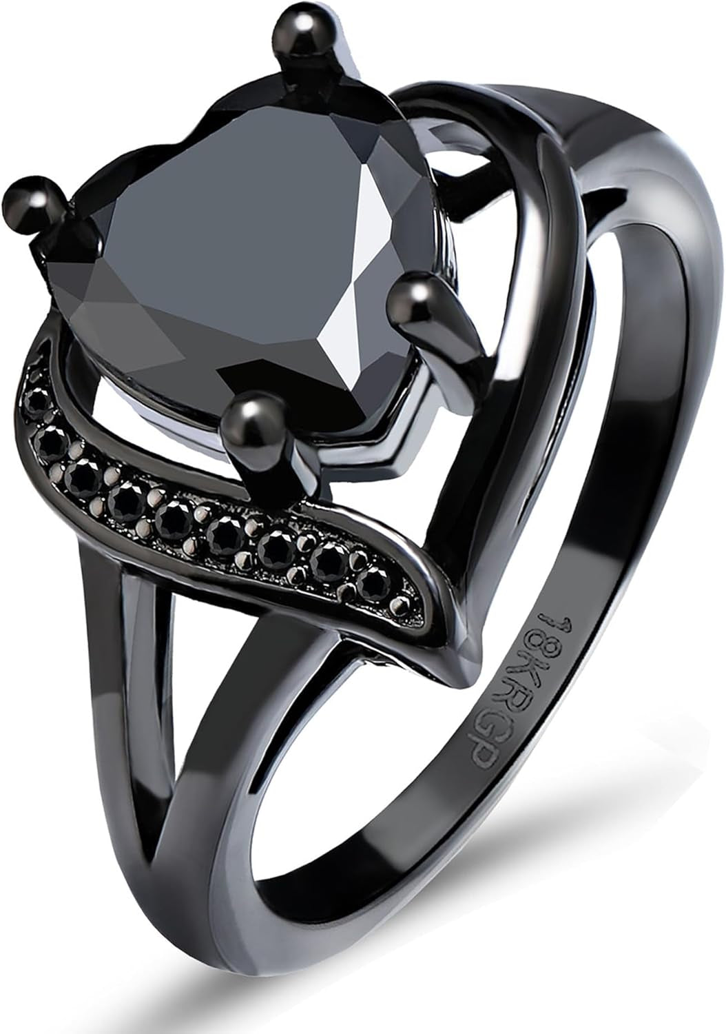 Engagement Rings for Women AAA+ Heart Cubic Zirconia Promise Rings for Her Womens Rings Black Gold Gothic Rings Christmas Gifts Fashion Wedding Rings Statement Rings for Women