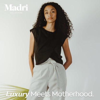 Nursing Blouse Crossover Top – Breastfeeding Tunic Top for Moms | Black or White