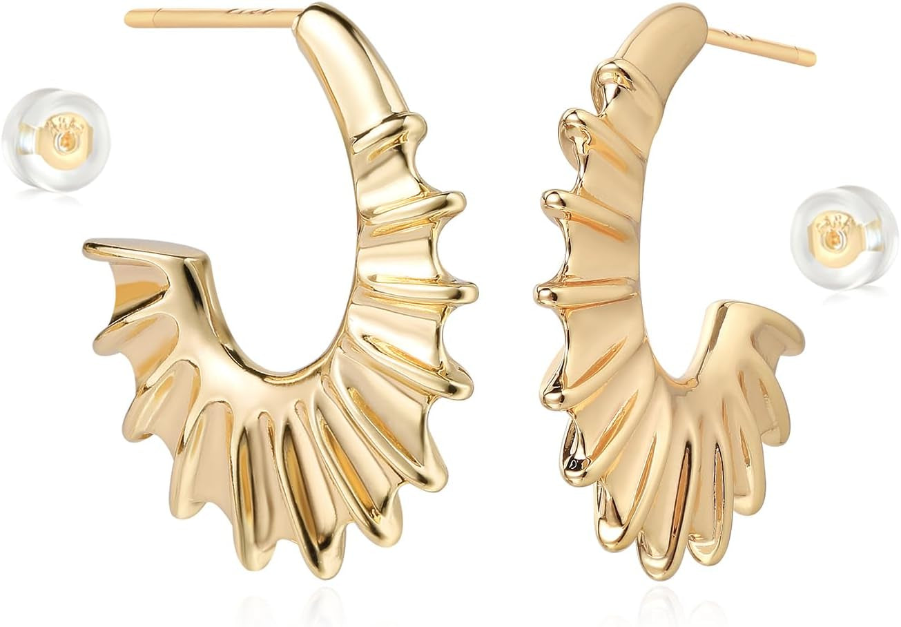 MYEARS Women Hoop Earrings Gold 14K Gold Filled Small Simple Handmade Hypoallergenic Everyday Illusion Jewelry