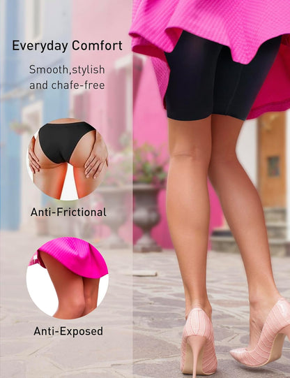 Comfortable women's slip shorts worn under skirt outfit