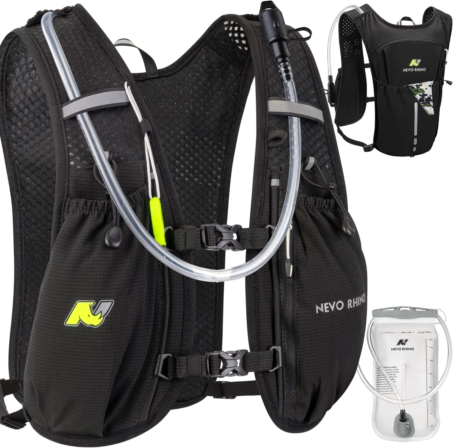 Woman wearing hydration vest during cycling or trail running activity