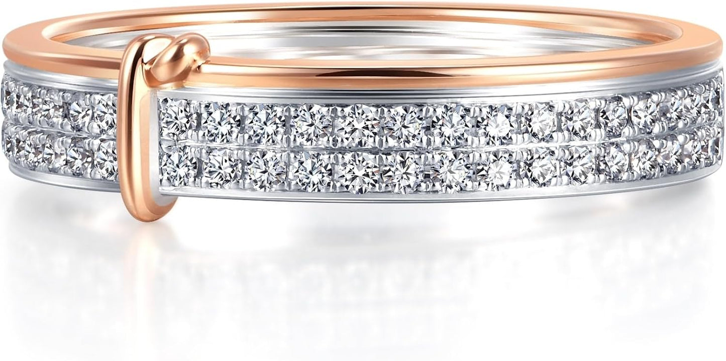 Chow Sang Sang 18K gold love knot engagement ring flat lay