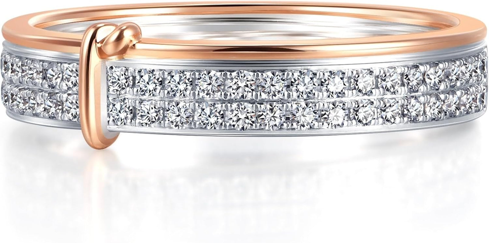 Chow Sang Sang 18K gold love knot engagement ring flat lay