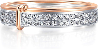 Chow Sang Sang 18K gold love knot engagement ring flat lay