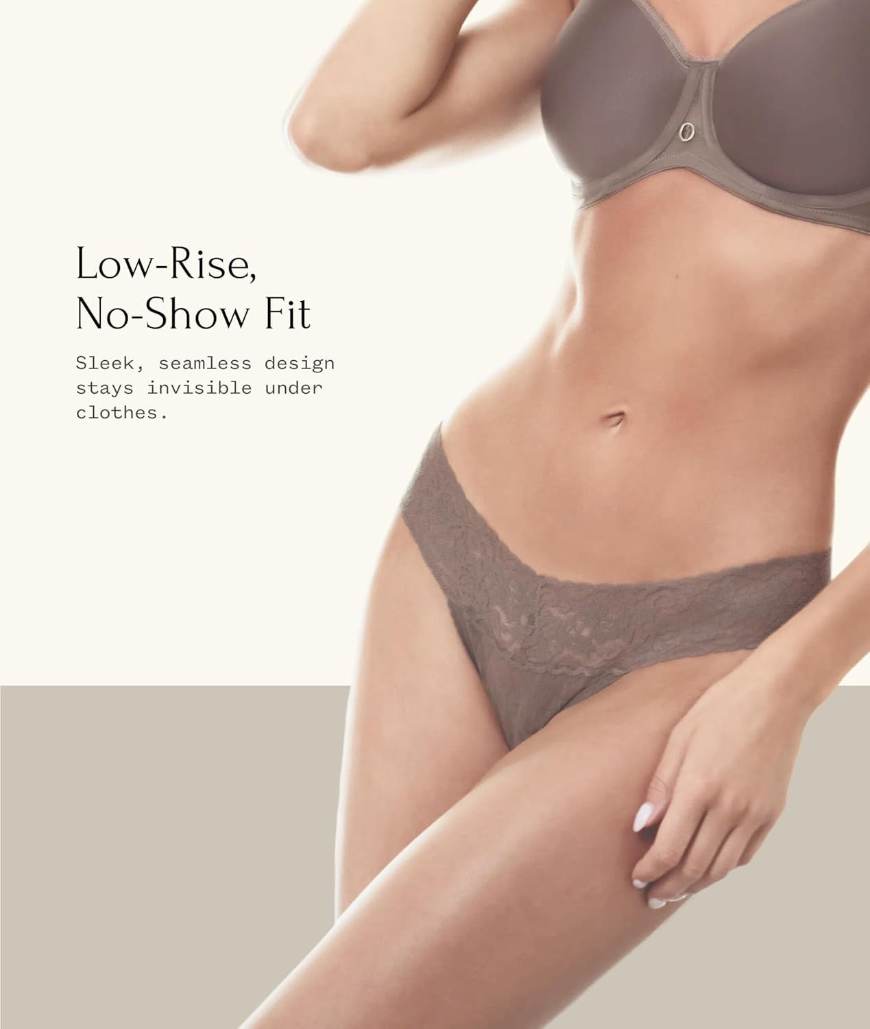 Felina low rise thong panties showing smooth seamless construction
