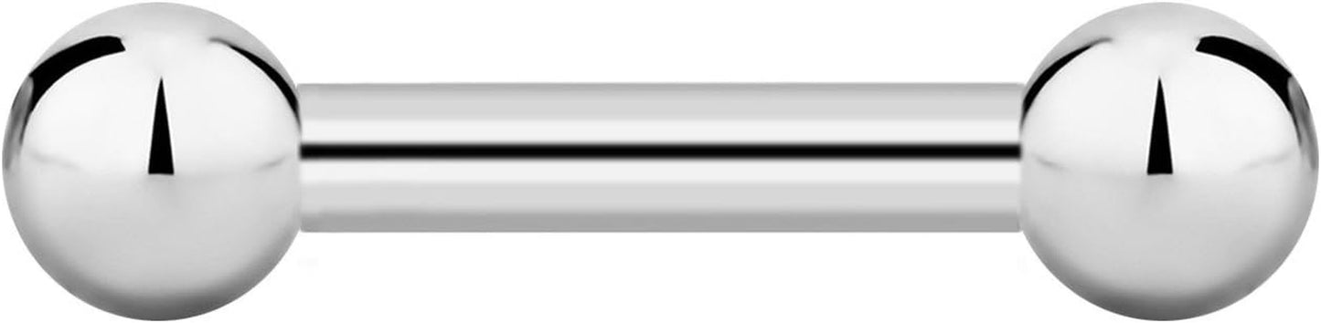 Forbidden Body Jewelry Nipple Barbell, Nipple Bars, Silver Nipplerings Piercing Surgical Steel 8G - 18G Straight Barbell Body Jewelry (Sold Individually)