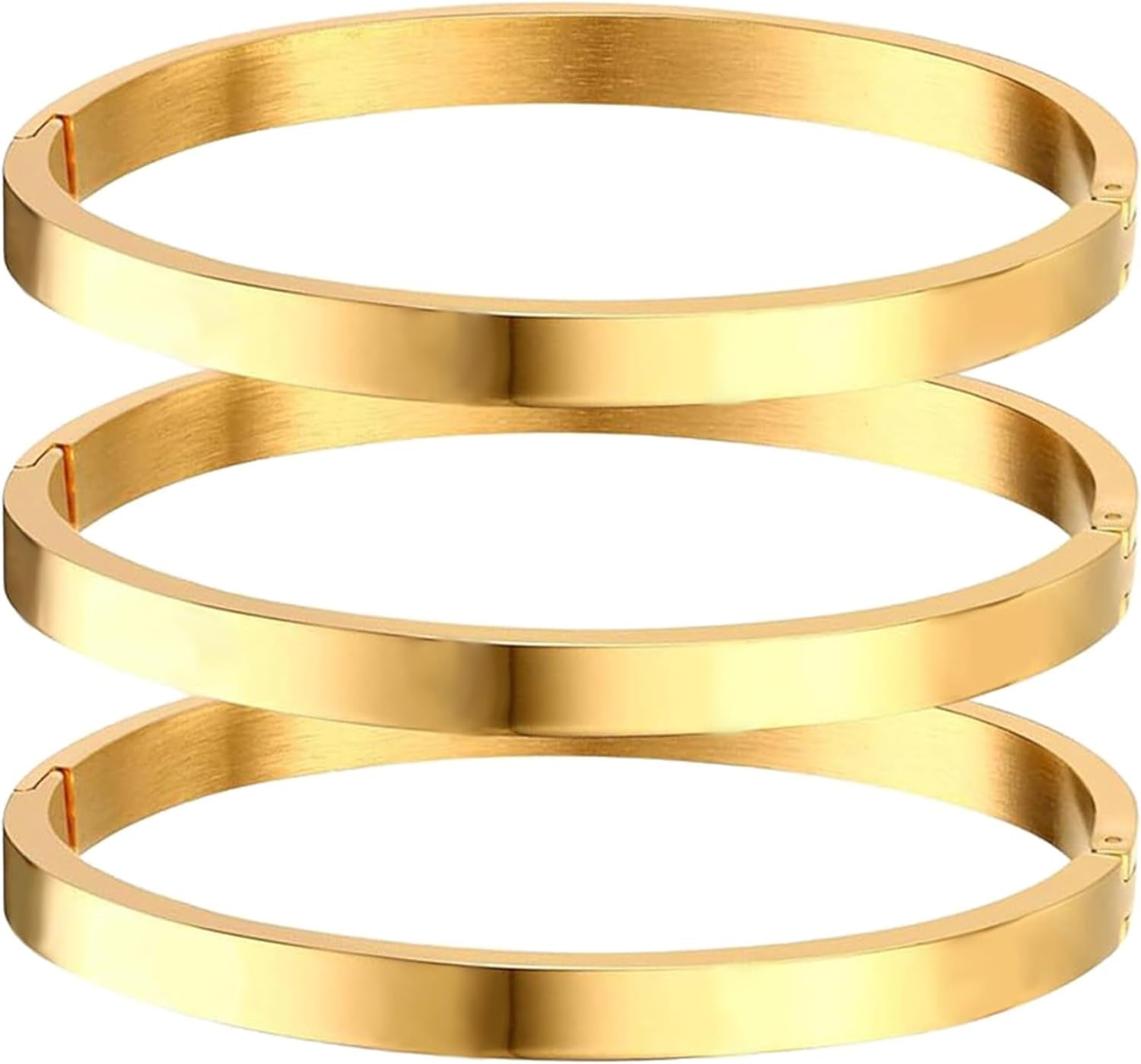 Gold Bangle Bracelets for Women, Trendy Dainty 14K Gold Plated Oval Bangles Stocking Stuffers for Women, Stackable Friendship Bracelets Love Bangle Christmas Birthday Gifts