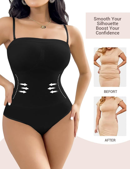 Seamless sculpted body shaper with removable straps