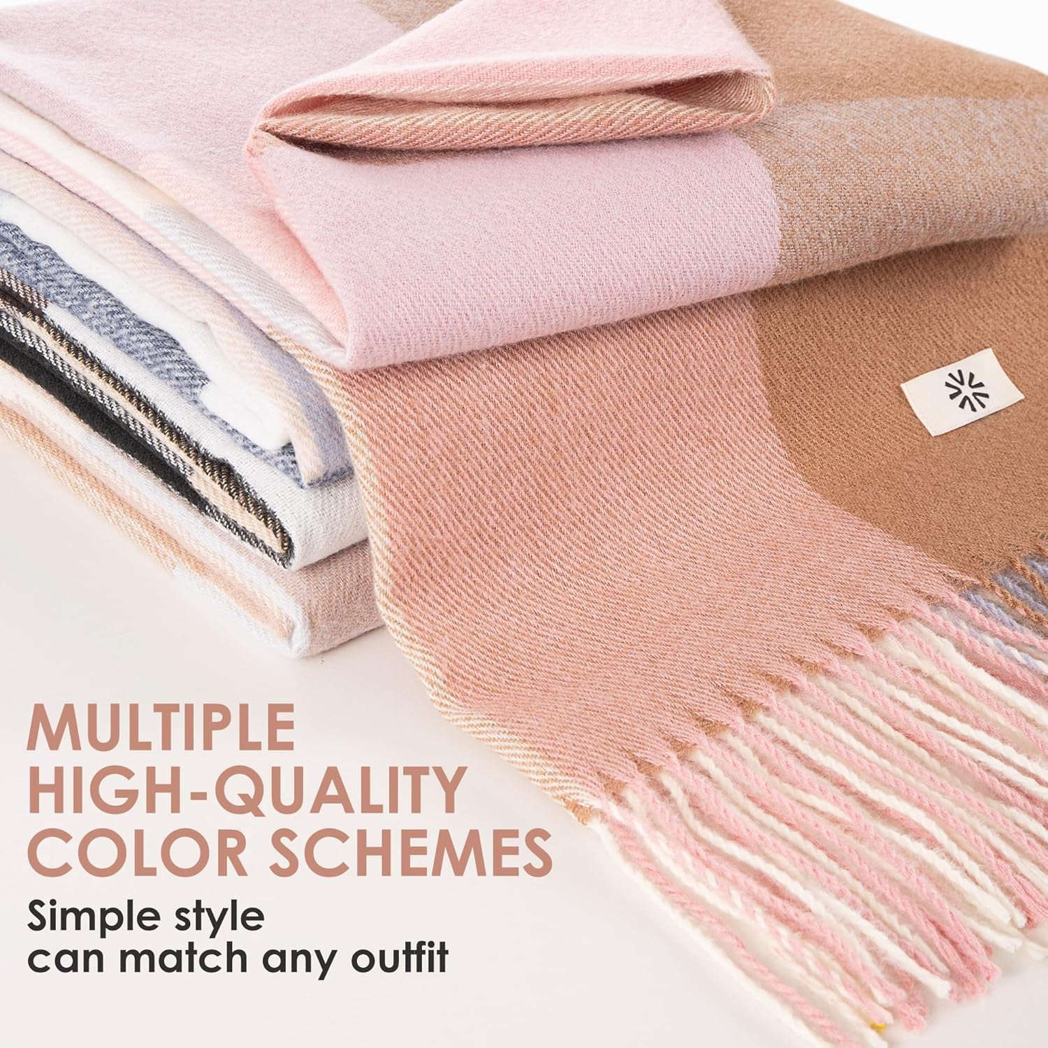 Women'S Winter Plaid Scarf Warm Thick Long Shawl Soft Knit Perfect Cold Weather Gift