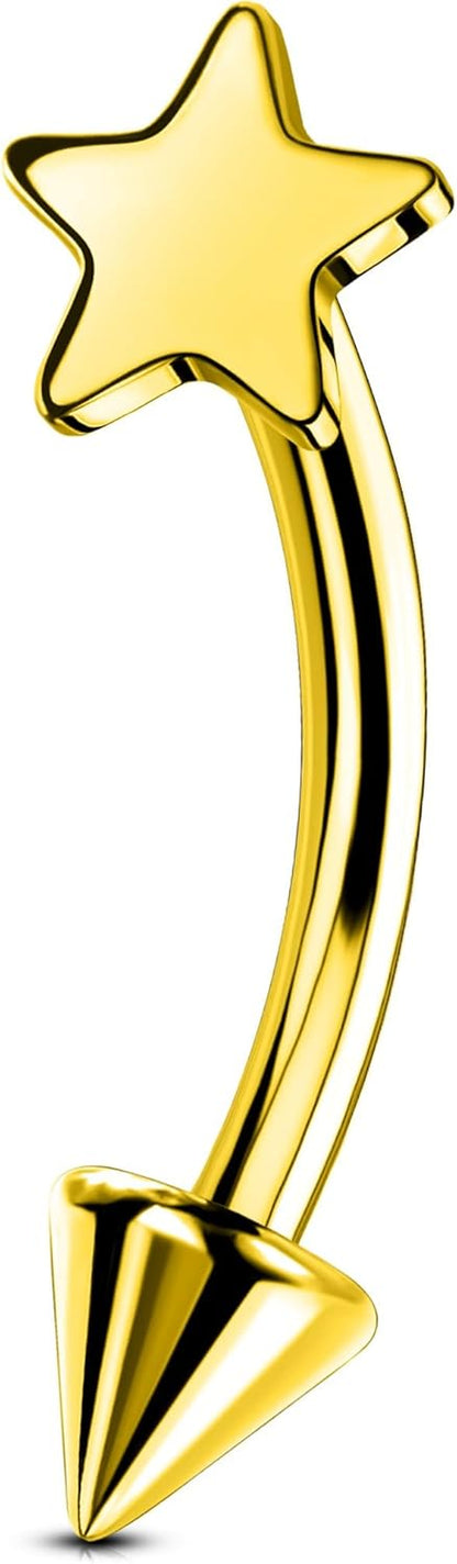 OUFER Rook Piercing Jewelry, G23 Solid Titanium Eyebrow Rings, Heart Vertical Labret Lip Jewelry, 16G Curved Barbells, Daith Rook Earrings for Women Men