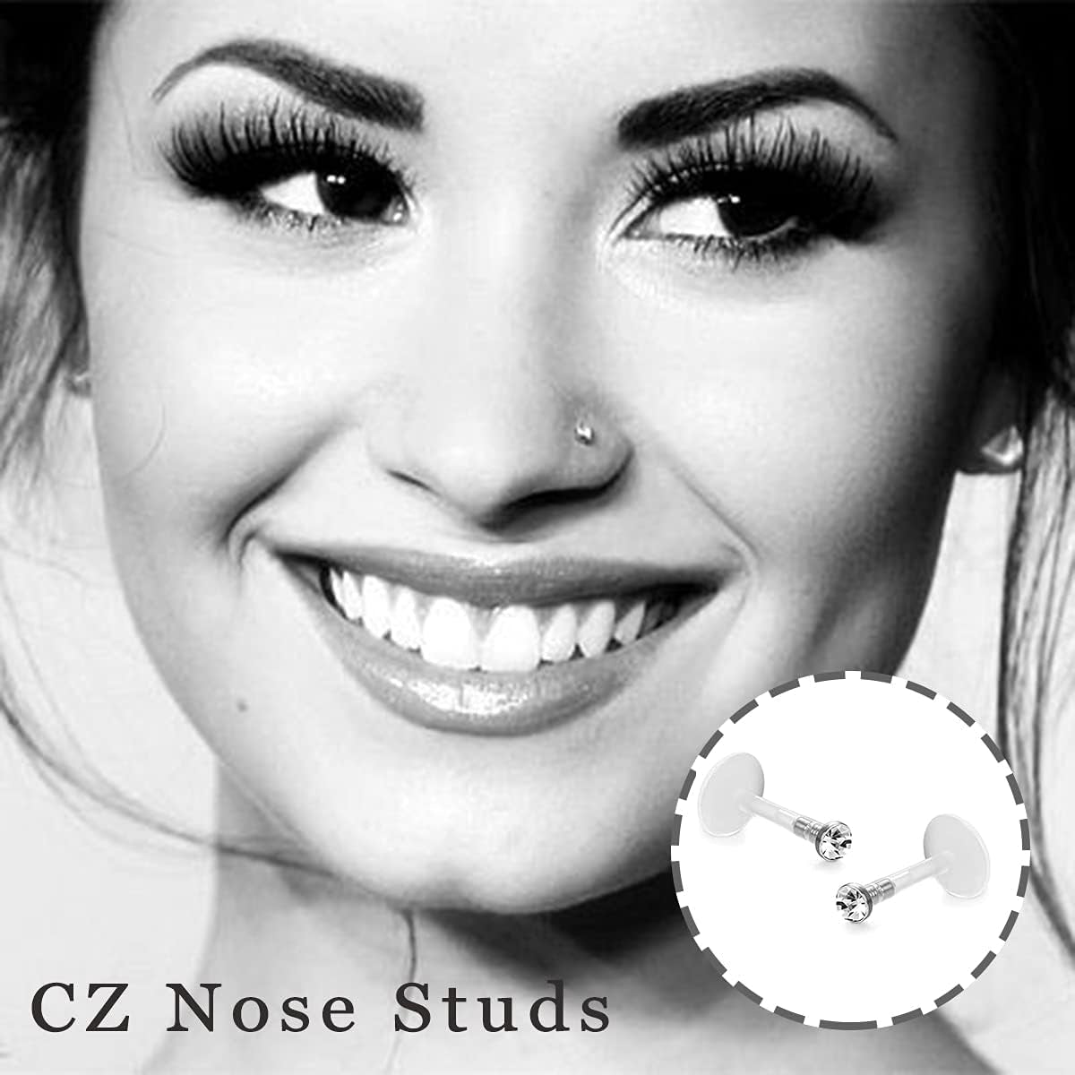 FIBO STEEL 16 Pcs 16G Clear Bioflex 2MM CZ Labret Monroe Lip Ring Helix Stud Earrings Body Jewelry Piercing