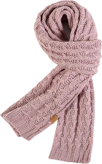 PAGE ONE Women'S Ribbed Knit Scarf Winter Warm Long Big Wrap Cashmere Wool Thick Large Chunky Scarf for Women