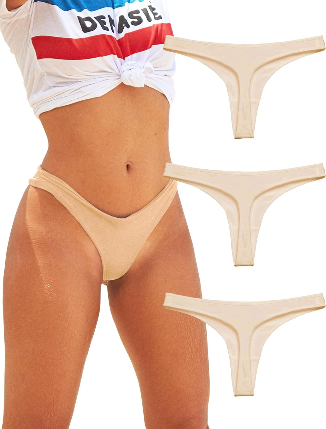 Premium cotton thongs package showing 3 pack set versatile styles