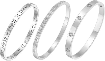 14K Gold Plated Bracelet Set for Women Love Friendship Bangle with Cubic Zirconia Stones Stainless Steel Bracelet Best Gifts for Women