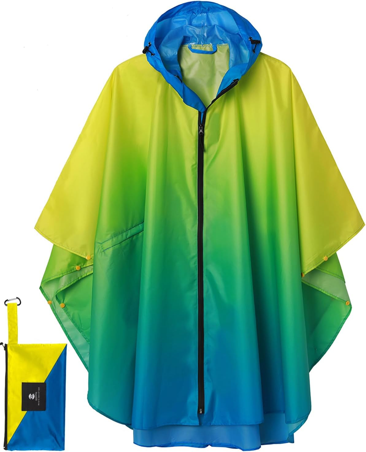 Saphirose Unisex Rain Poncho Waterproof Raincoat Hooded for Adults Women with Pockets
