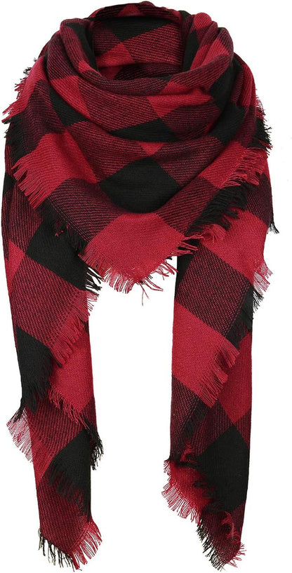 American Trends Womens Fall Winter Scarf Plaid Tassel Soft Warm Blanket Scarves Womens Shawl Wraps