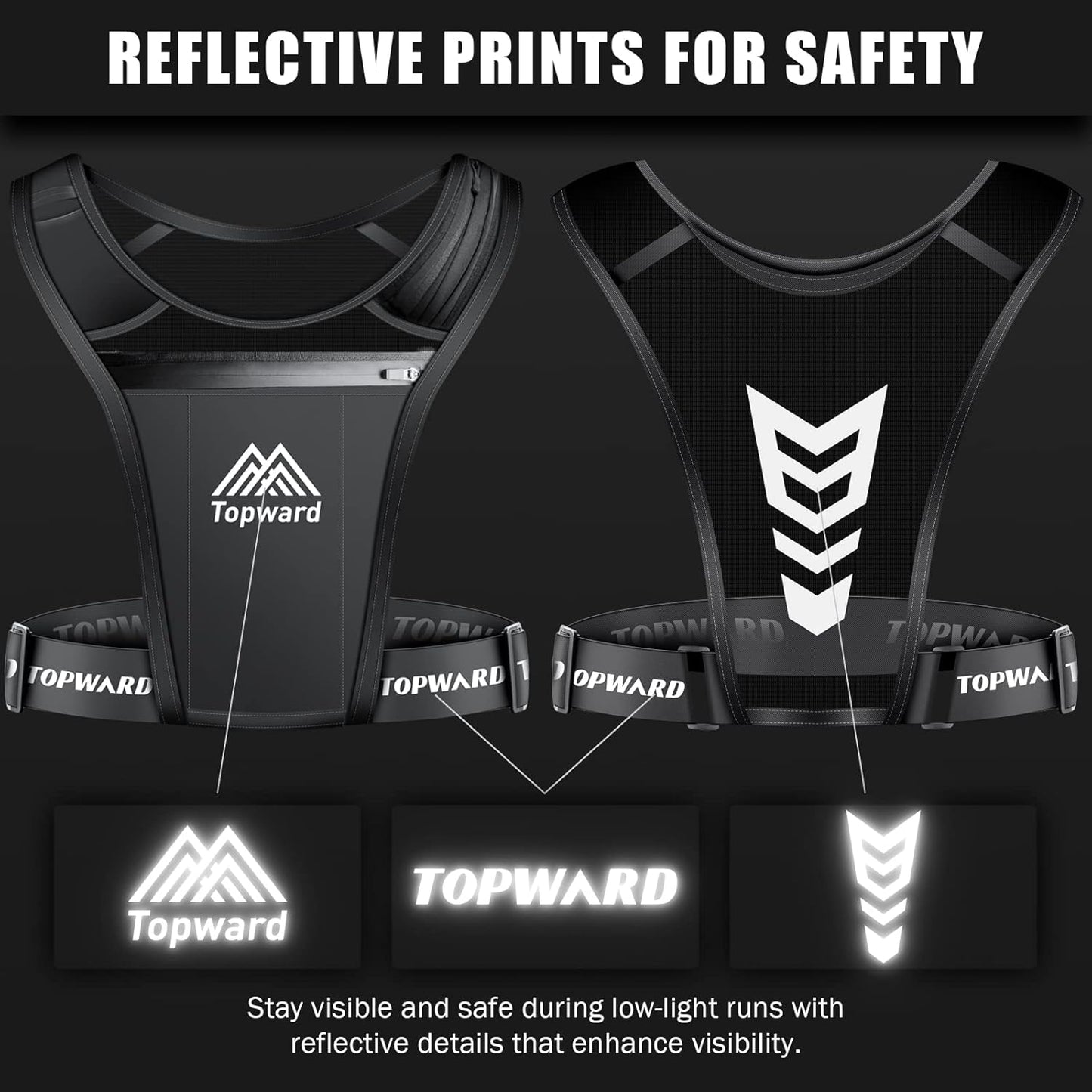 Side view of waterproof chest pack phone holder for jogging