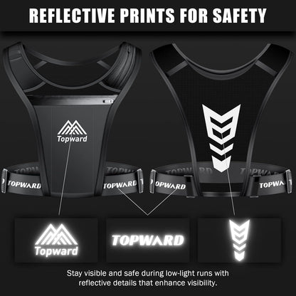 Side view of waterproof chest pack phone holder for jogging