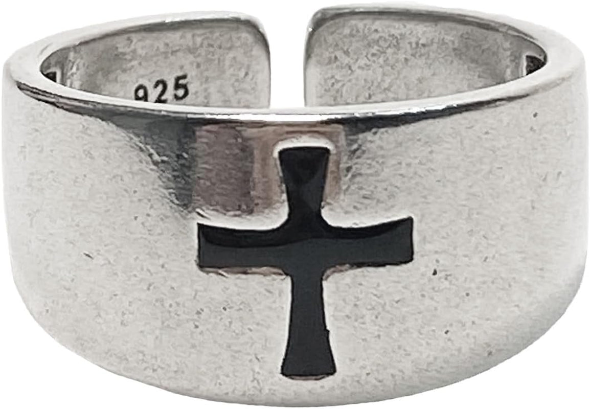 Handmade Vintage 925 Sterling Silver Wide Band Rings for Women/Men,Adjustable Thumb Finger Ring