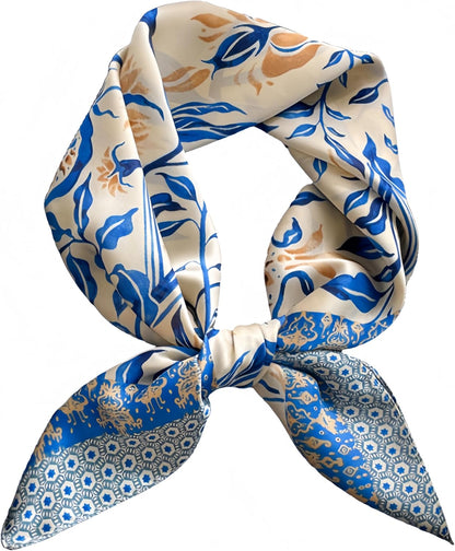 MINIDORA Satin Scarves for Women 27.5 × 27.5 Inches Medium Square Elegant Silk Feeling Head Scarf