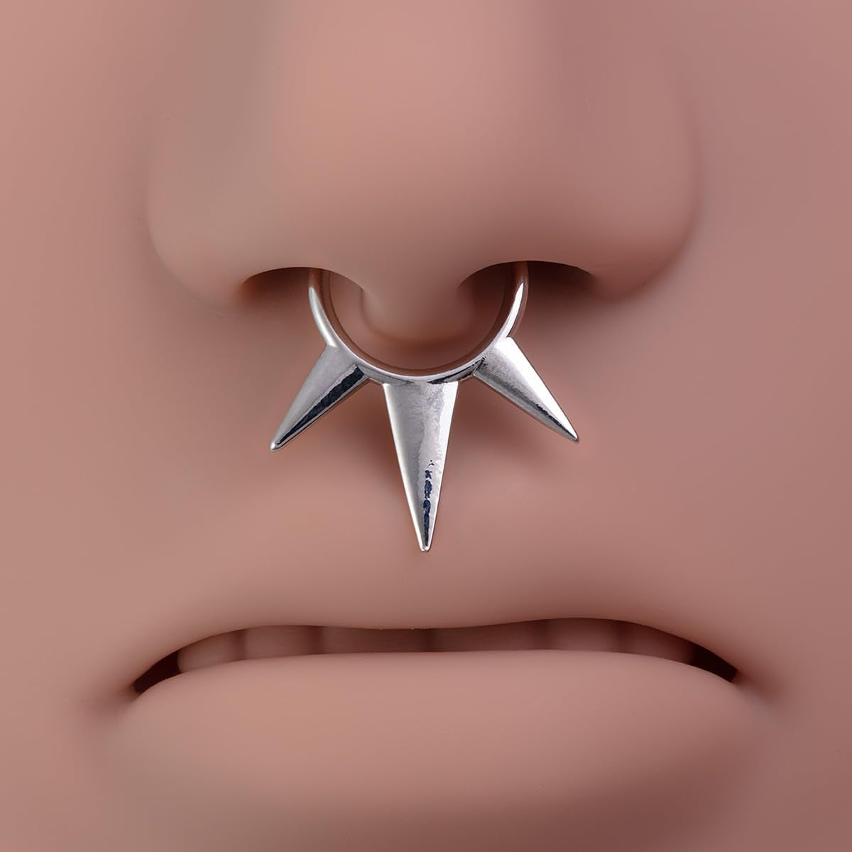 3Pcs Stainless Steel Fake Nose Septum Rings for Women Men Spike Bucktooth Non Piercing Clip on Nose Hoop Septum Hoop Fake Nose Piercing Jewelry