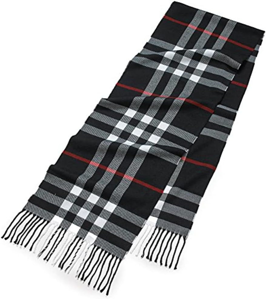 Men'S Scarves Classic Arrival Winter Plaid Scarf Tassel Edge Soft Warm Scarf