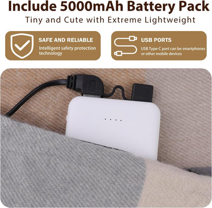 EN'DA Professional Heated Scarf for Women Rechargeable with Battery, 3 Levels Temperatures Control Winter Electric Scarf Khaki Plaid Design for Cold Weather